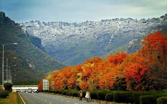 rain and snowfall at margalla hills in winter season islamabad